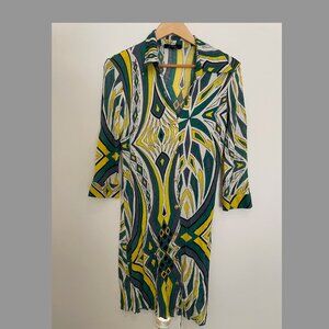 T-bags Graphic Midi Button Down Dress